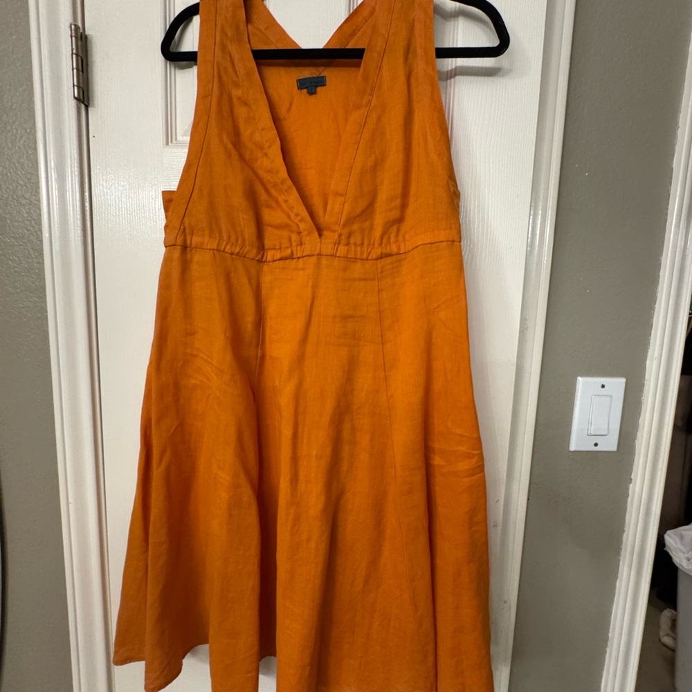 Elegant v neck Orange Dress